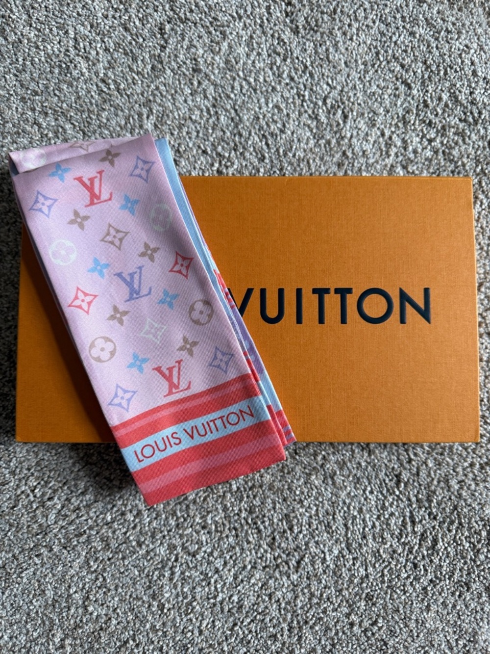Louis Vuitton Pink Multicolor Monogram Silk Scarf Bandeau